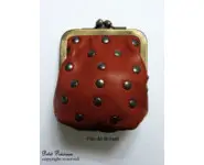 porte-monnaie cuir marron rivet